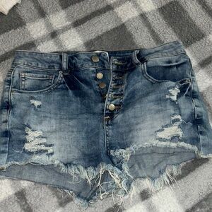 Distressed Denim Shorts